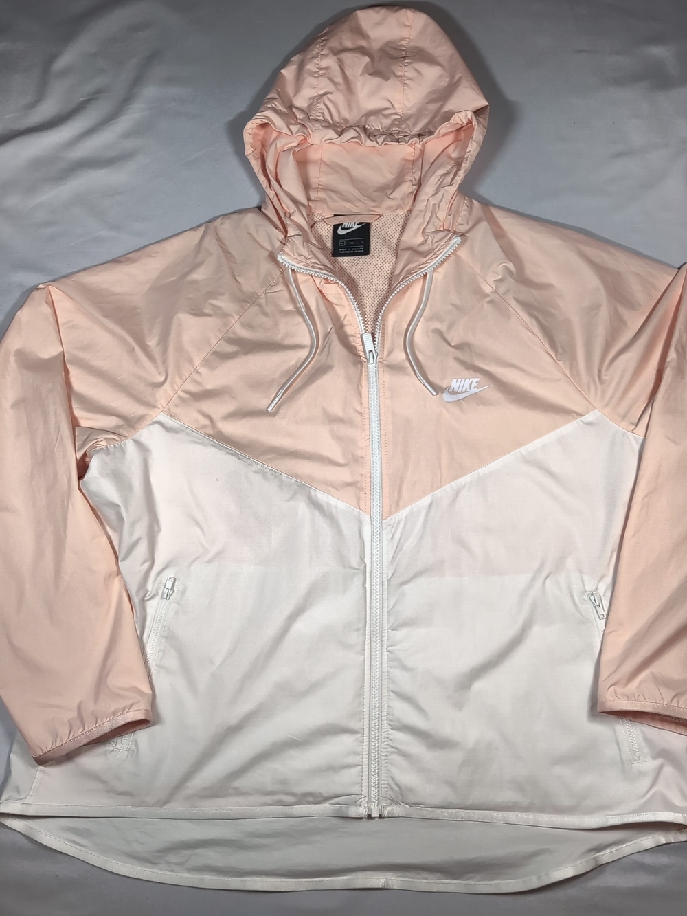 Nike Women's Peach and White Hooded Windbreaker Jacket